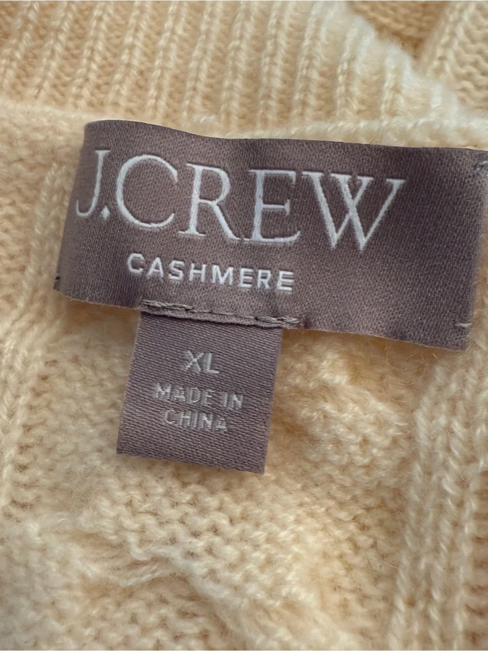 J. Crew Cashmere cropped cable-knit V-neck sweater cream ivory